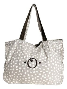 Thirty-One Polka Dot Shoulder Travel Tote Bag Gray White Monogram O Organizer